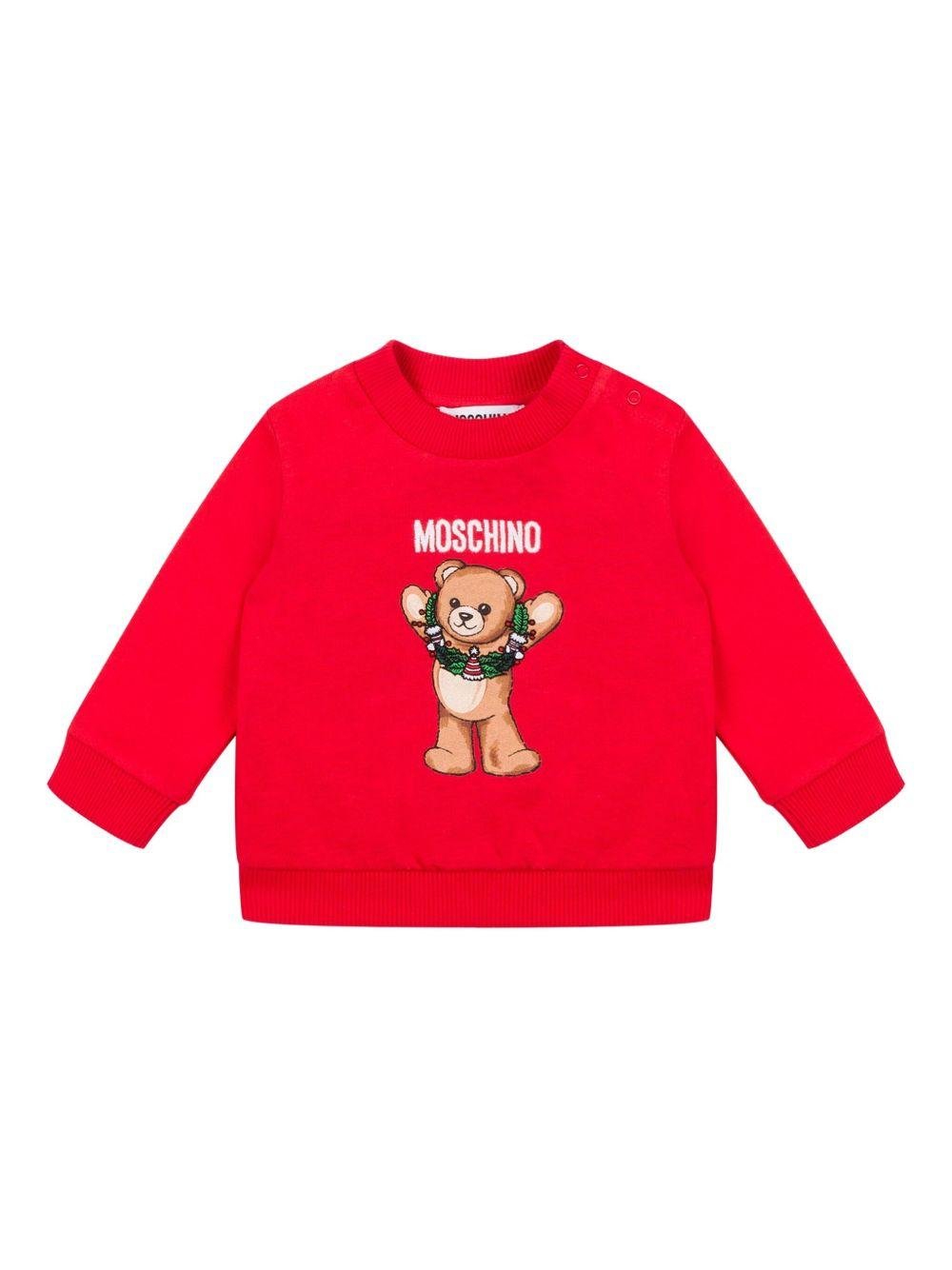 Felpa per neonati Moschino Kids rossa con stampa Teddy Bear - Rubino Kids