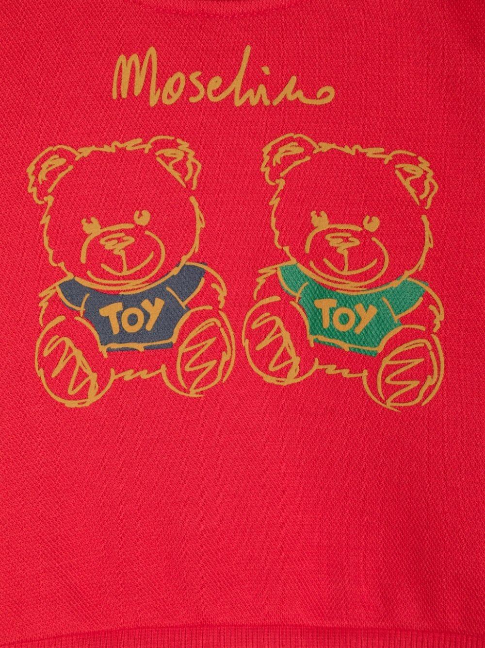 Felpa per neonati Moschino Kids rosso con stampa Teddy Bear - Rubino Kids