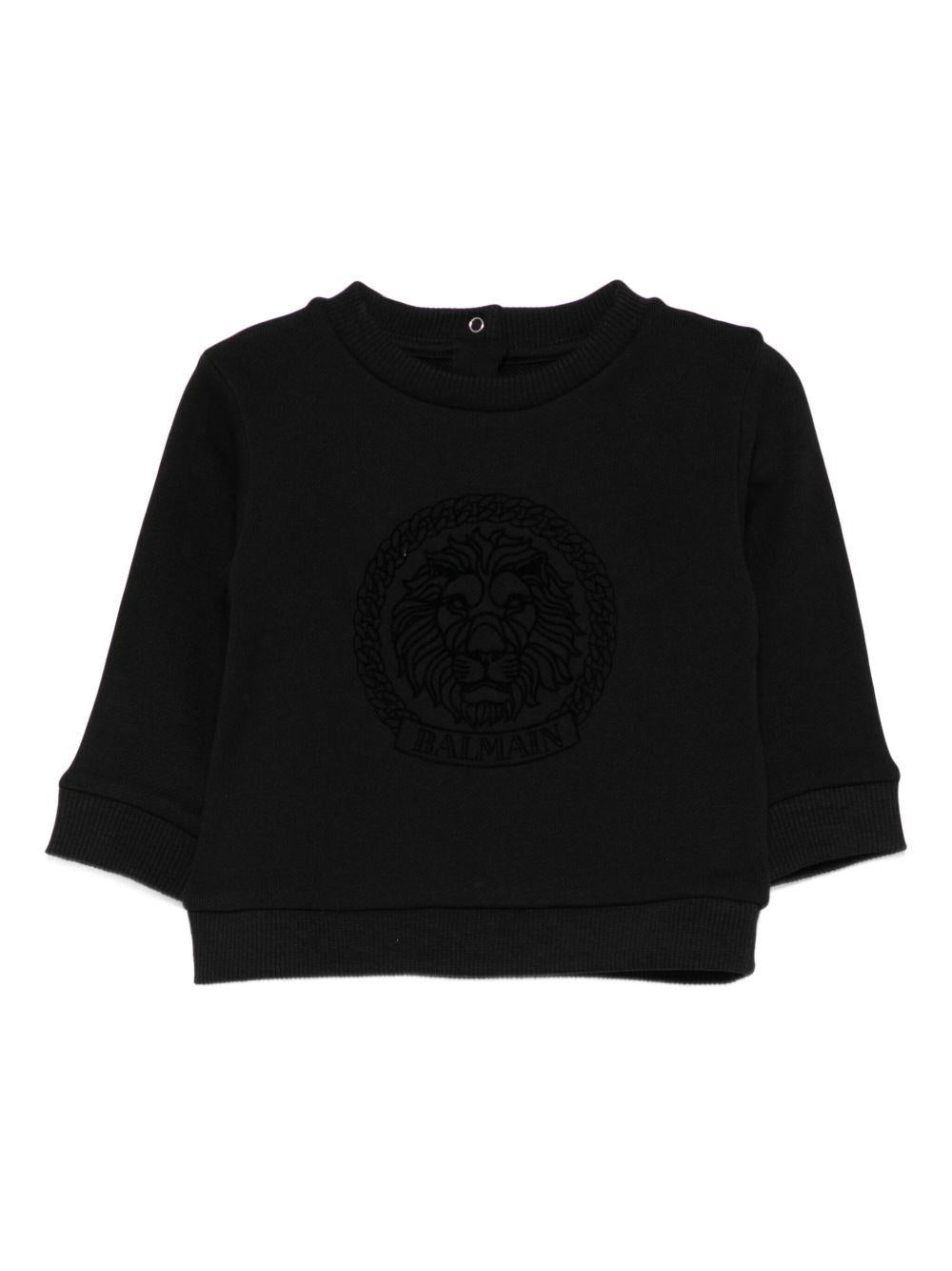 Felpa per neonato Balmain Kids nero con testa di leone - Rubino Kids