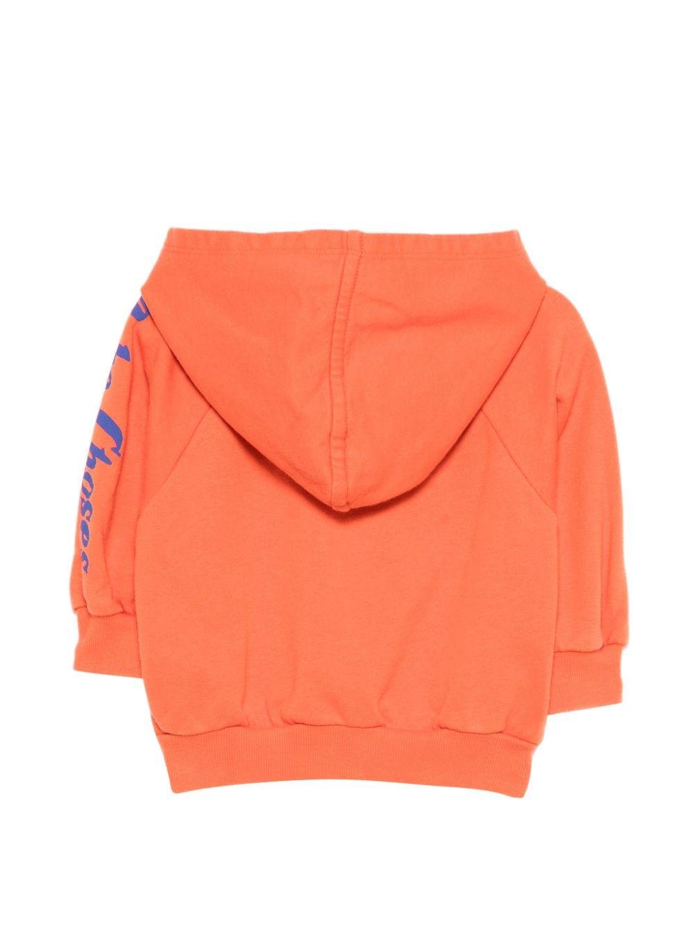 Felpa per neonato Bobo Choses arancione con logo sulla manica a contrasto - Rubino Kids