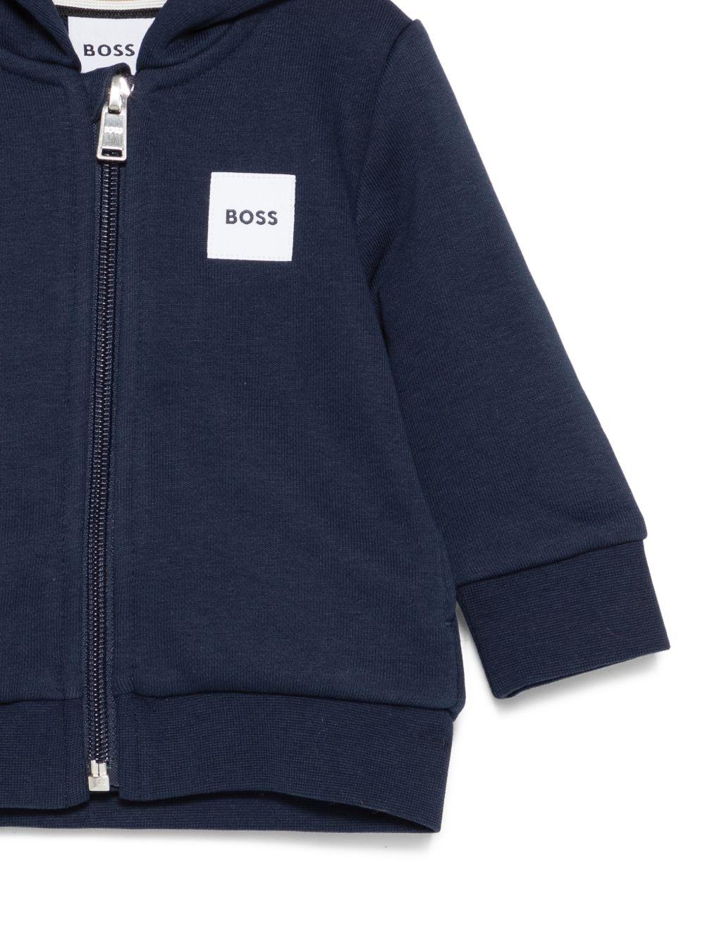 Felpa per neonato Boss Kids blu scuro con zip e cappuccio - Rubino Kids