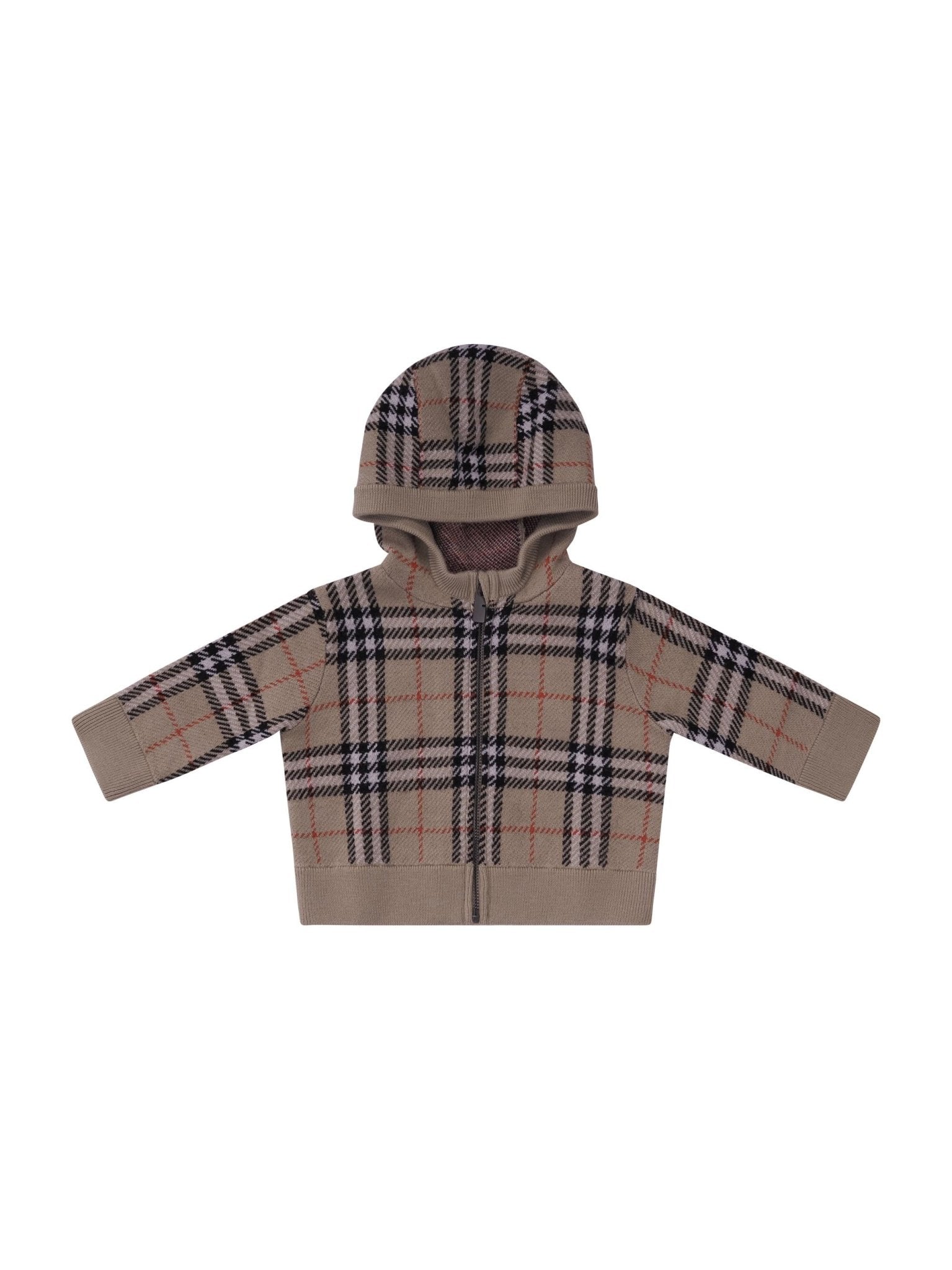 Felpa per neonato Burberry Kids beige con caratteristico motivo Vintage Check - Rubino Kids