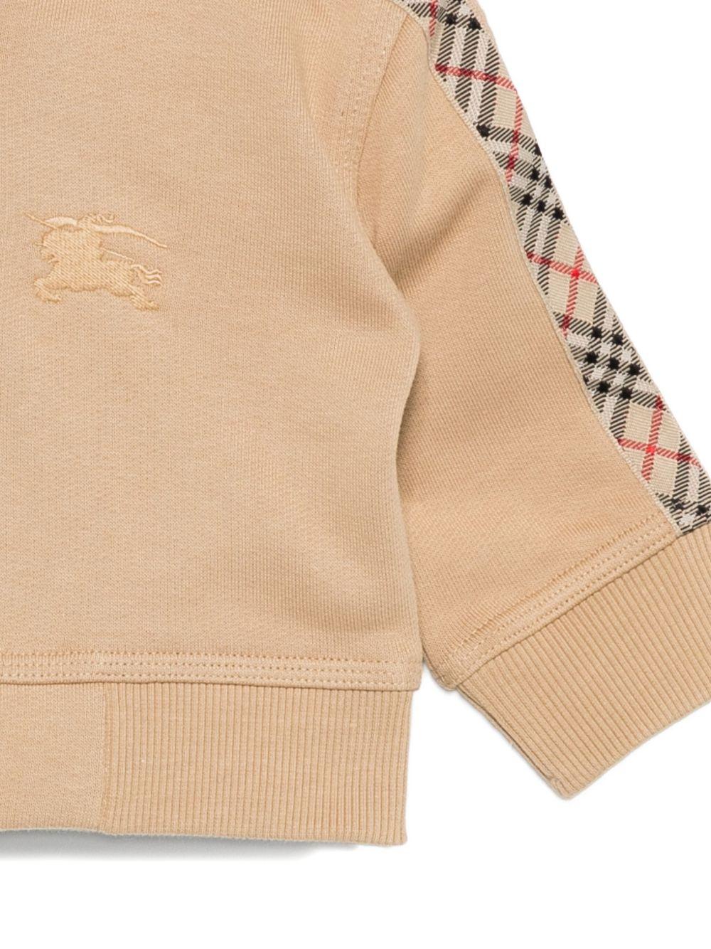 Felpa per neonato Burberry Kids beige con scollo con cappuccio - Rubino Kids