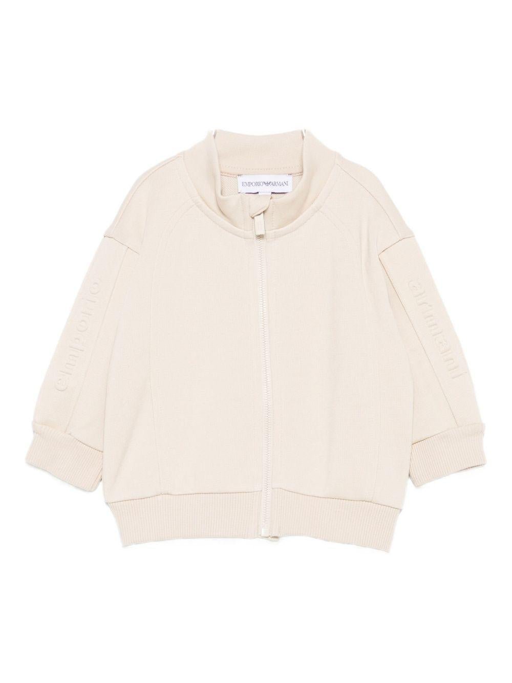 Felpa per neonato Emporio Armani Kids beige con orlo a coste - Rubino Kids