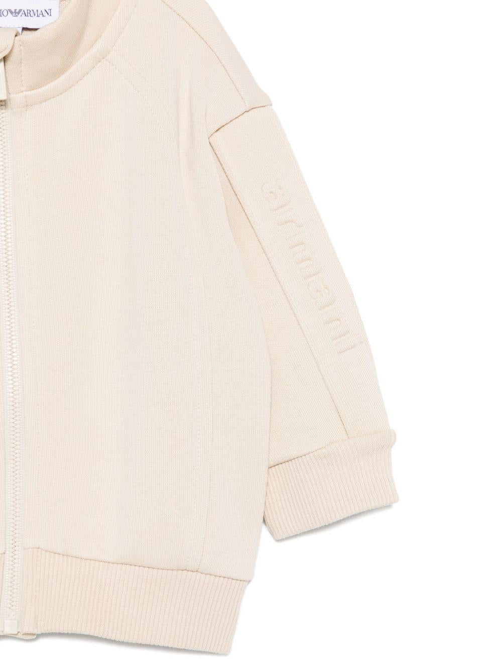 Felpa per neonato Emporio Armani Kids beige con orlo a coste - Rubino Kids