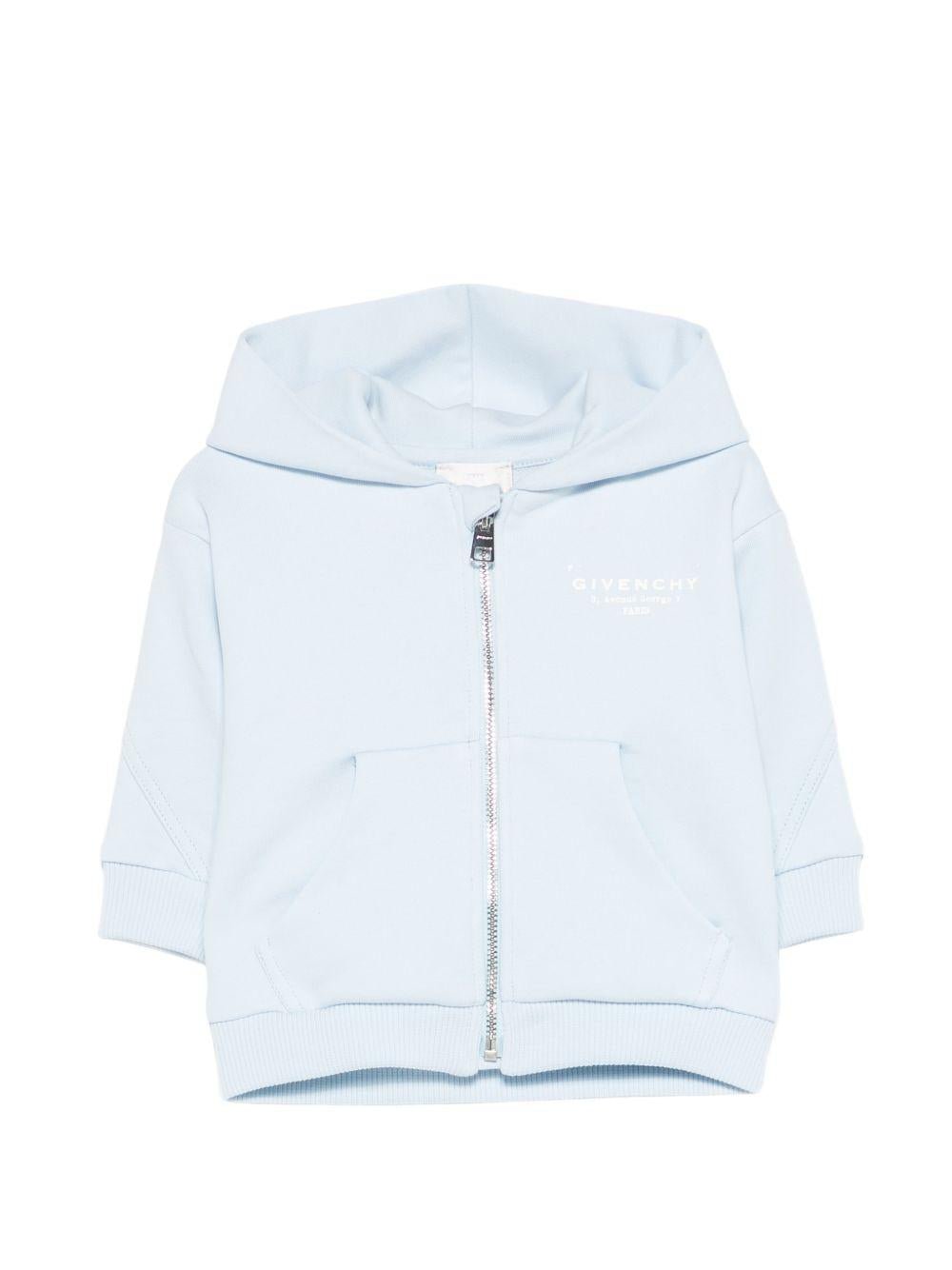 Felpa per neonato Givenchy Kids azzurra con logo sul davanti - Rubino Kids