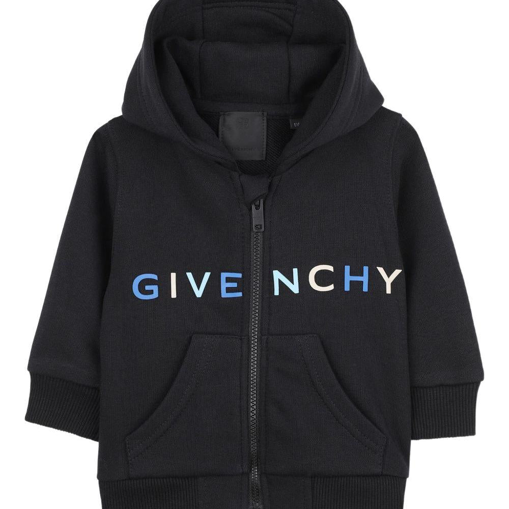 Felpa per neonato Givenchy Kids nera con scollo con cappuccio - Rubino Kids