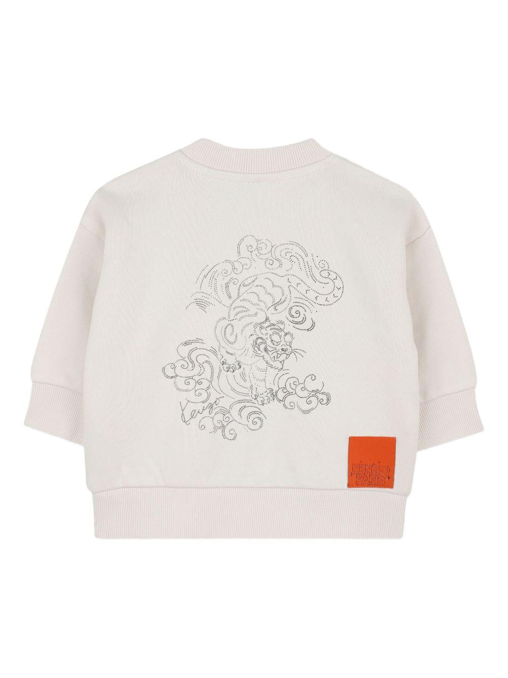 Felpa per neonato Kenzo Kids beige con stampa grafica sul retro - Rubino Kids