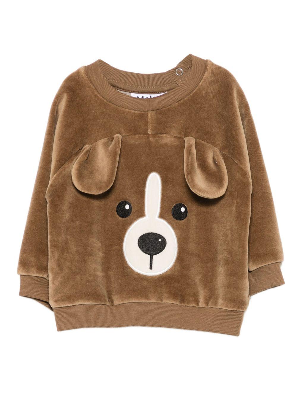 Felpa per neonato Molo marrone con applicazione di muso di cane - Rubino Kids