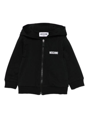Felpa per neonato Moschino Kids nero con chiusura con zip