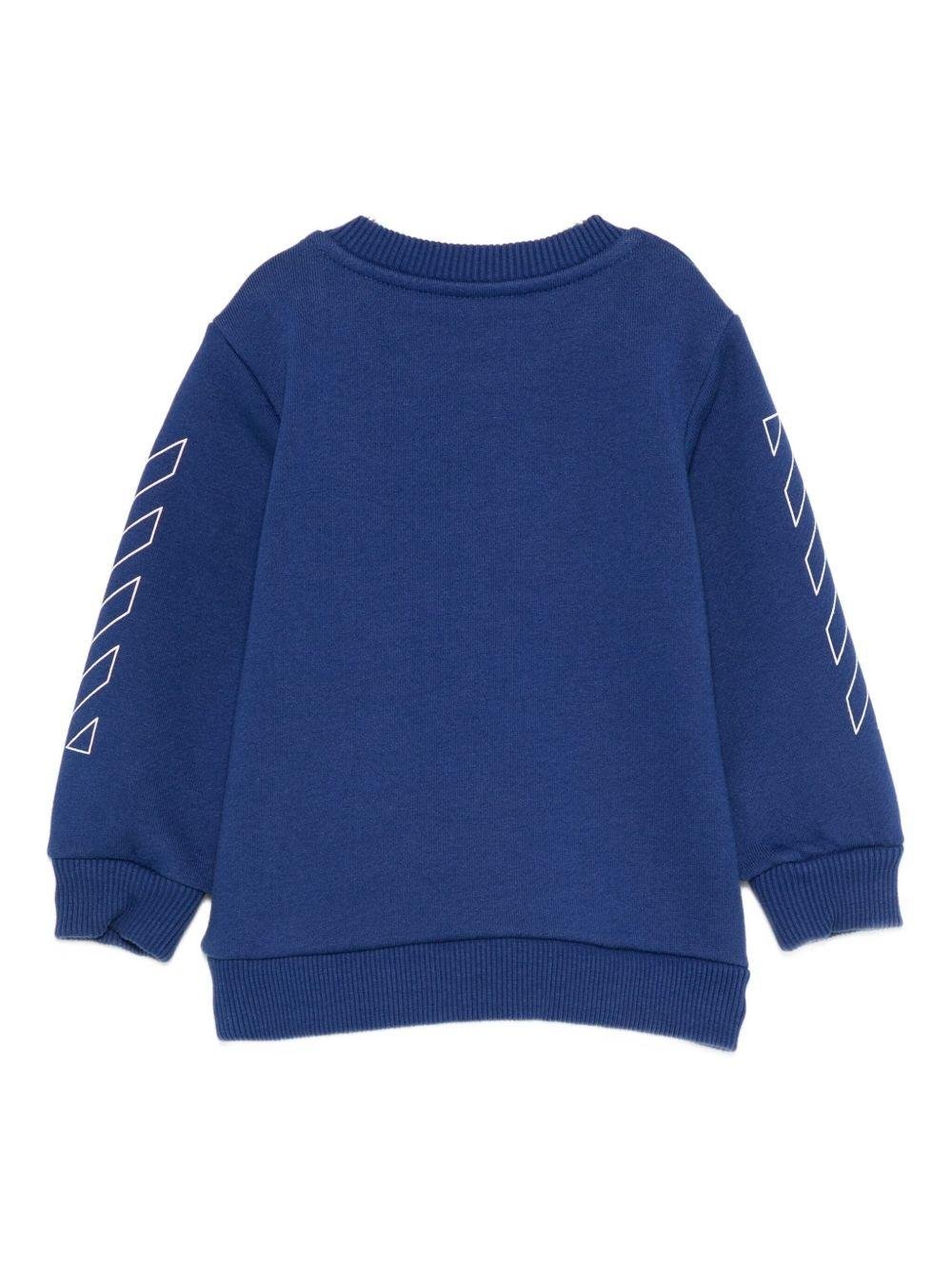Felpa per neonato Off - White Kids blu con logo stampato e striscie diagonali sulle maniche - Rubino Kids