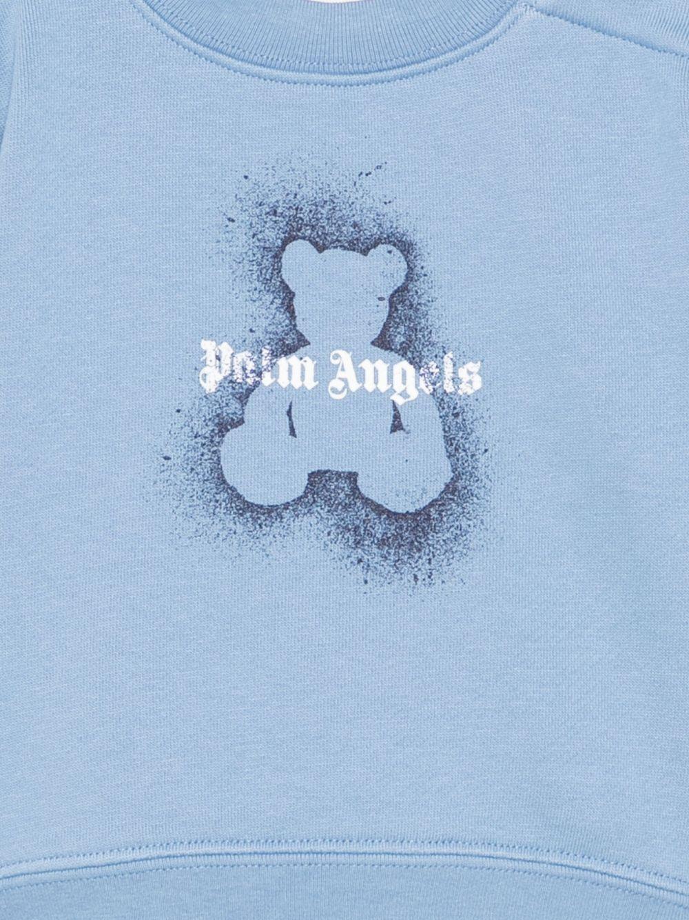 Felpa per neonato Palm Angels Kids azzurro con effetto vernice spray - Rubino Kids
