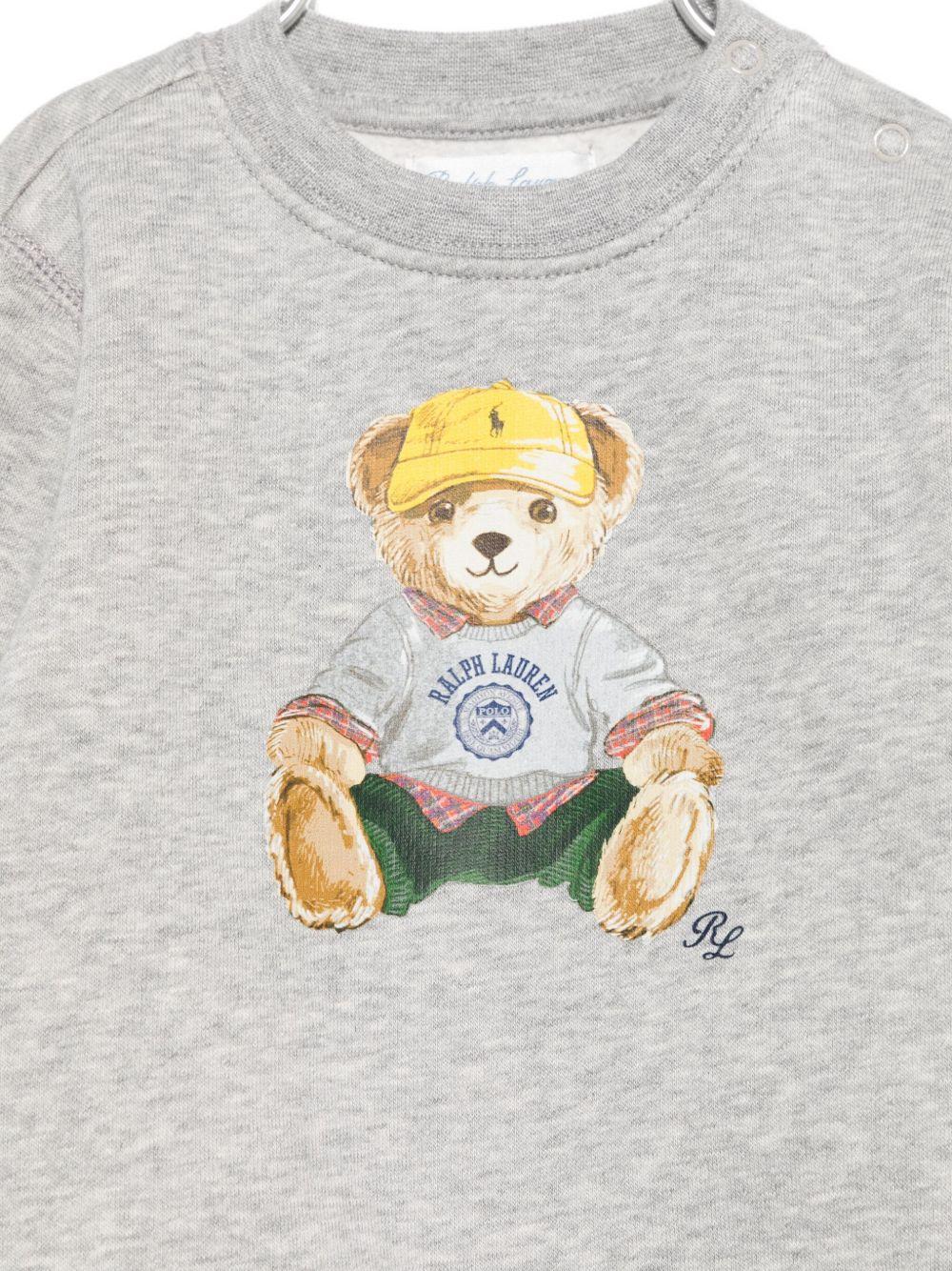 Felpa per neonato Polo Ralph Lauren Kids grigia con stampa orso - Rubino Kids