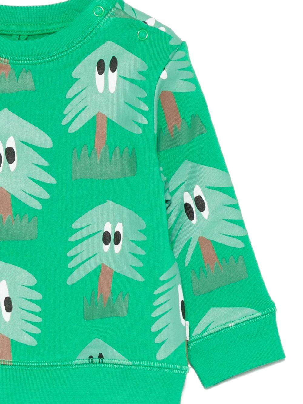 Felpa per neonato Stella McCartney Kids verde con stampa alberelli - Rubino Kids