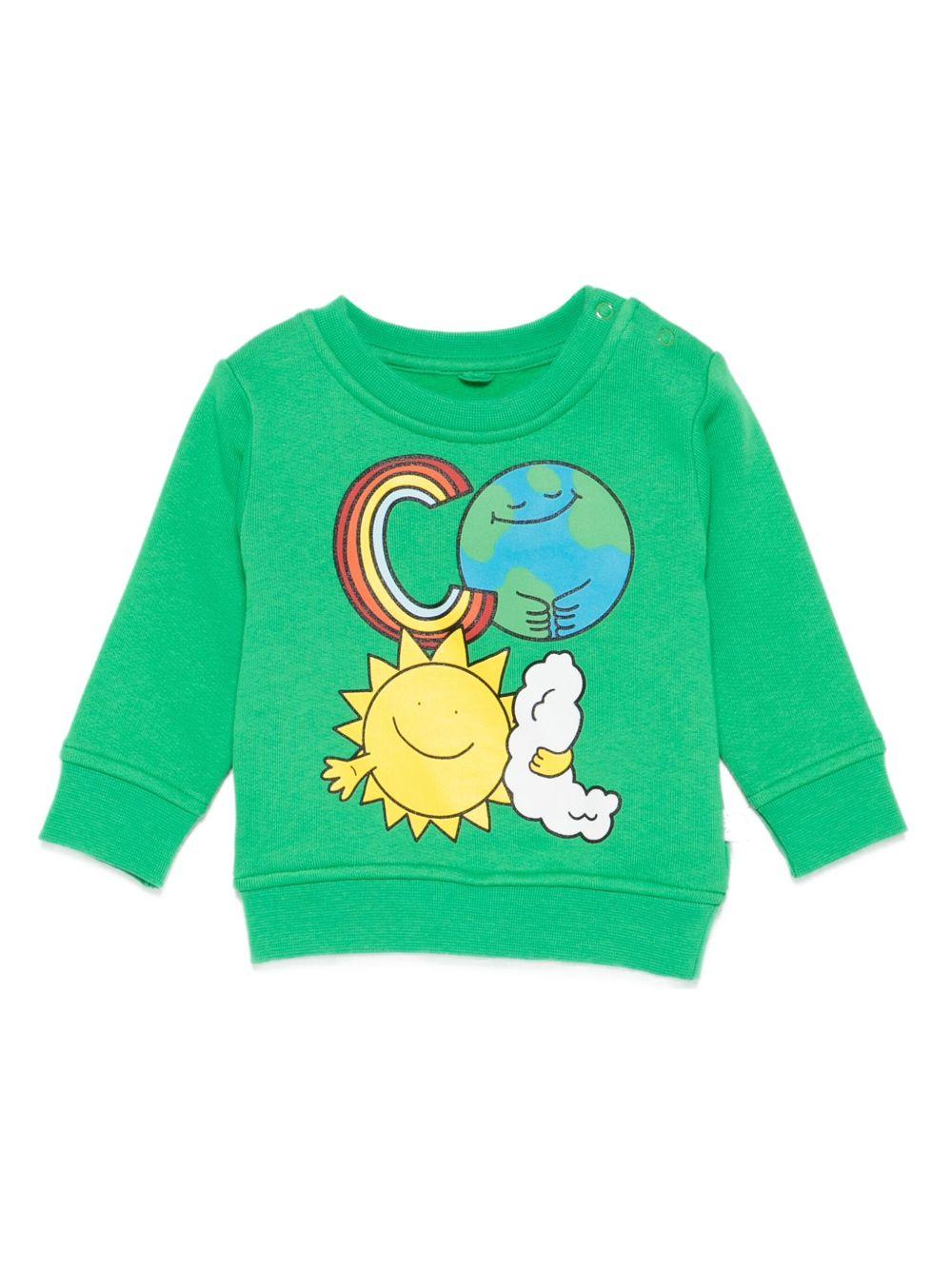 Felpa per neonato Stella McCartney Kids verde con stampa grafica - Rubino Kids