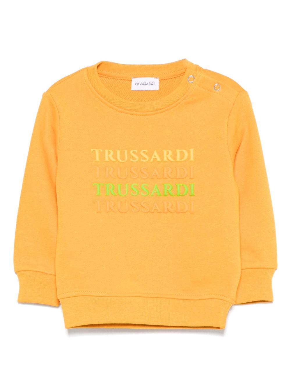 Felpa per neonato TRUSSARDI JUNIOR arancione con stampa logo - Rubino Kids
