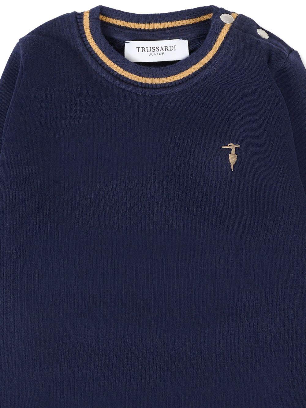 Felpa per neonato Trussardi Junior blu con bordi a coste - Rubino Kids