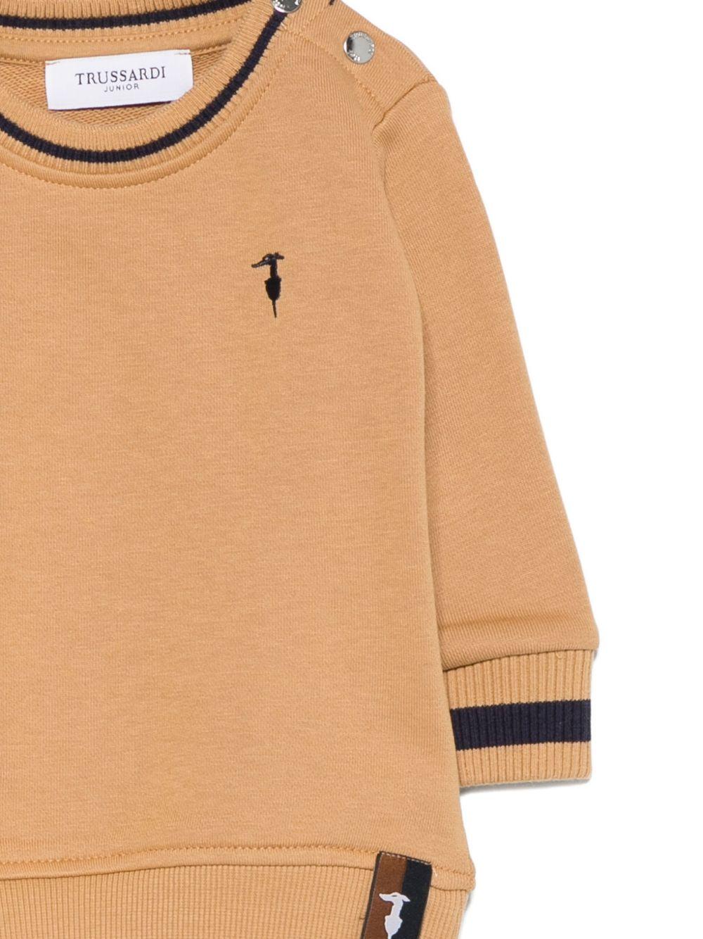 Felpa per neonato Trussardi Junior marrone con bordi a coste - Rubino Kids