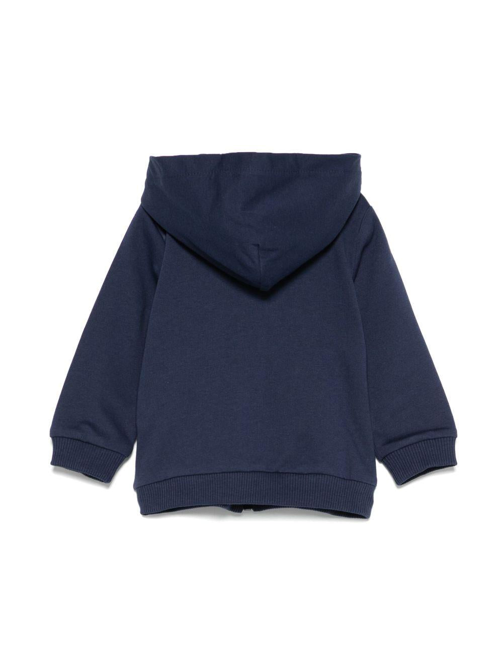 Felpa Teddy Bear con cappuccio per neonato Moschino Kids blu con due tasche laterali - Rubino Kids