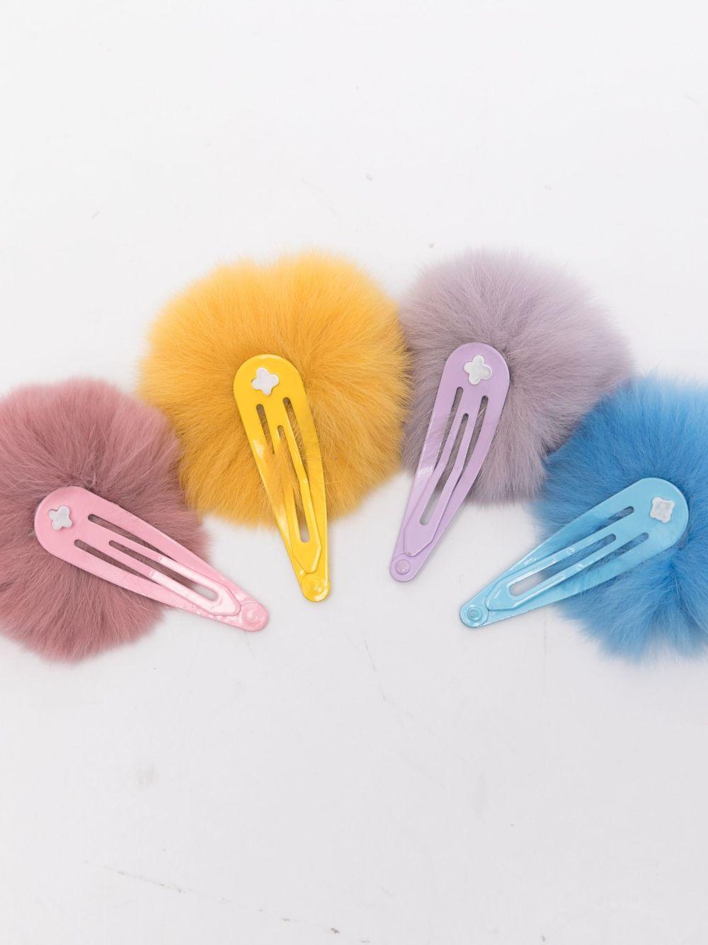 Fermagli per capelli per bambina Monnalisa multicolore con pompon (set di quattro) - Rubino Kids