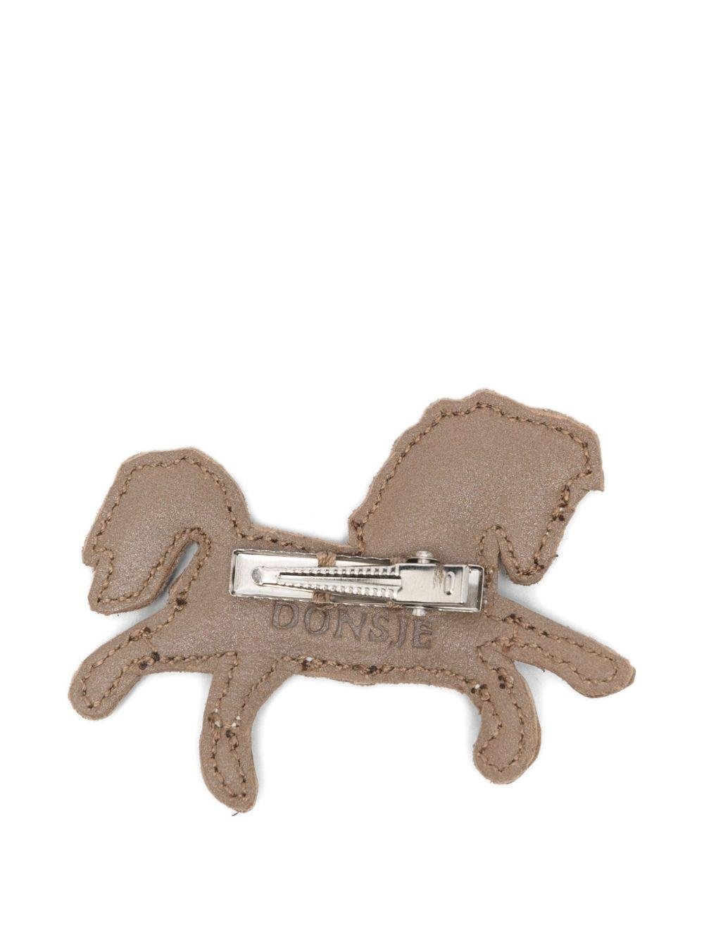 Fermaglio per capelli per bambina Donsje marrone a forma di cavallo - Rubino Kids