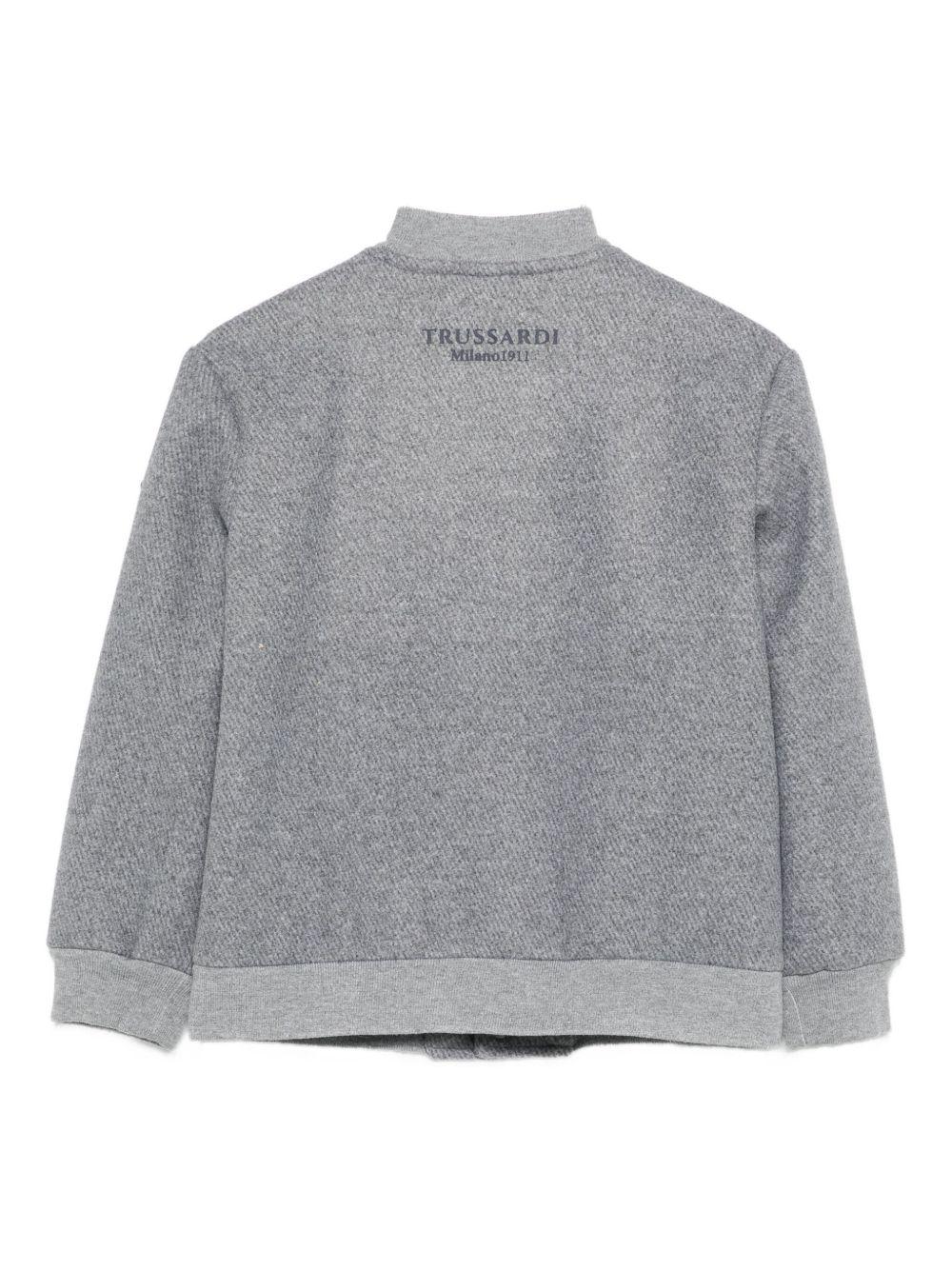 Giacca bomber per bambino Trussardi Junior grigia con tasche a filetto - Rubino Kids