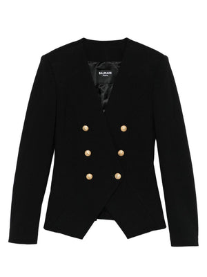 Giacca per bambina Balmain Kids nero doppiopetto con abbottonatura