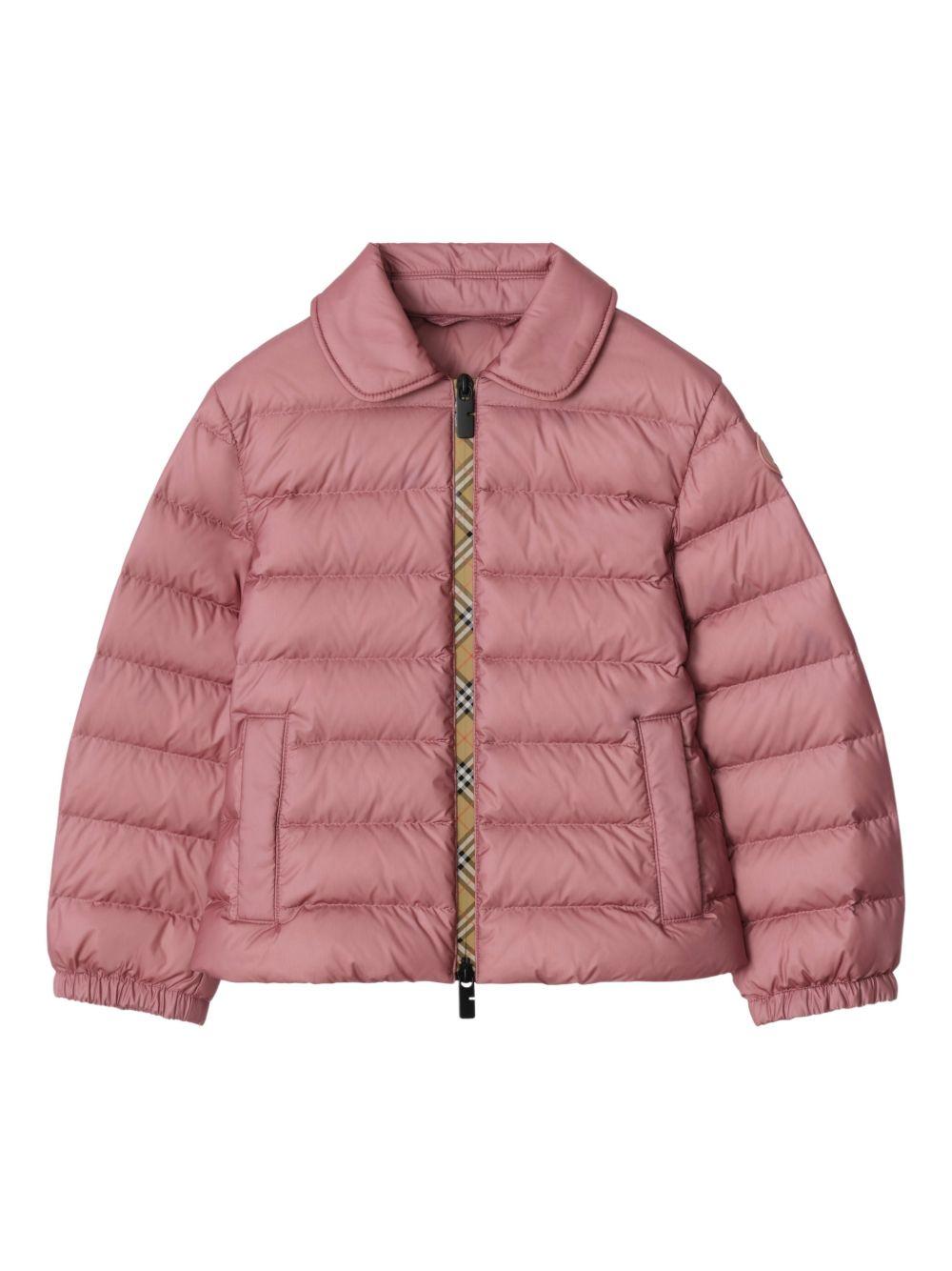 Giacca per bambina Burberry Kids rosa con motivo a quadri - Rubino Kids