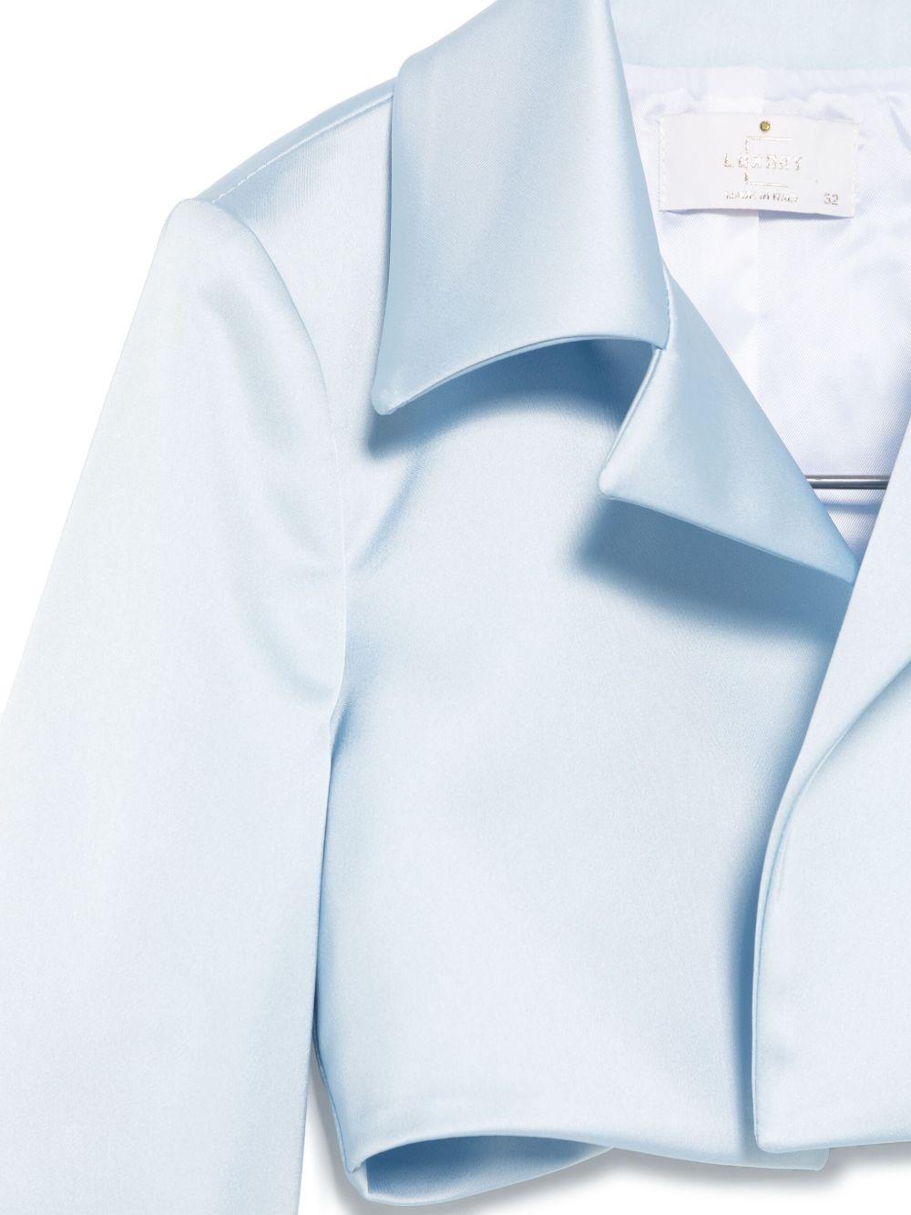 Giacca per bambina Colorichiari azzurro in raso con parte frontale senza chiusure - Rubino Kids