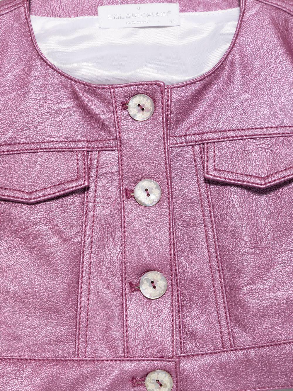 Giacca per bambina Colorichiari rosa modello crop senza colletto - Rubino Kids