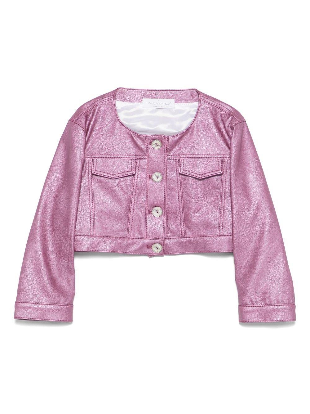 Giacca per bambina Colorichiari rosa modello crop senza colletto - Rubino Kids