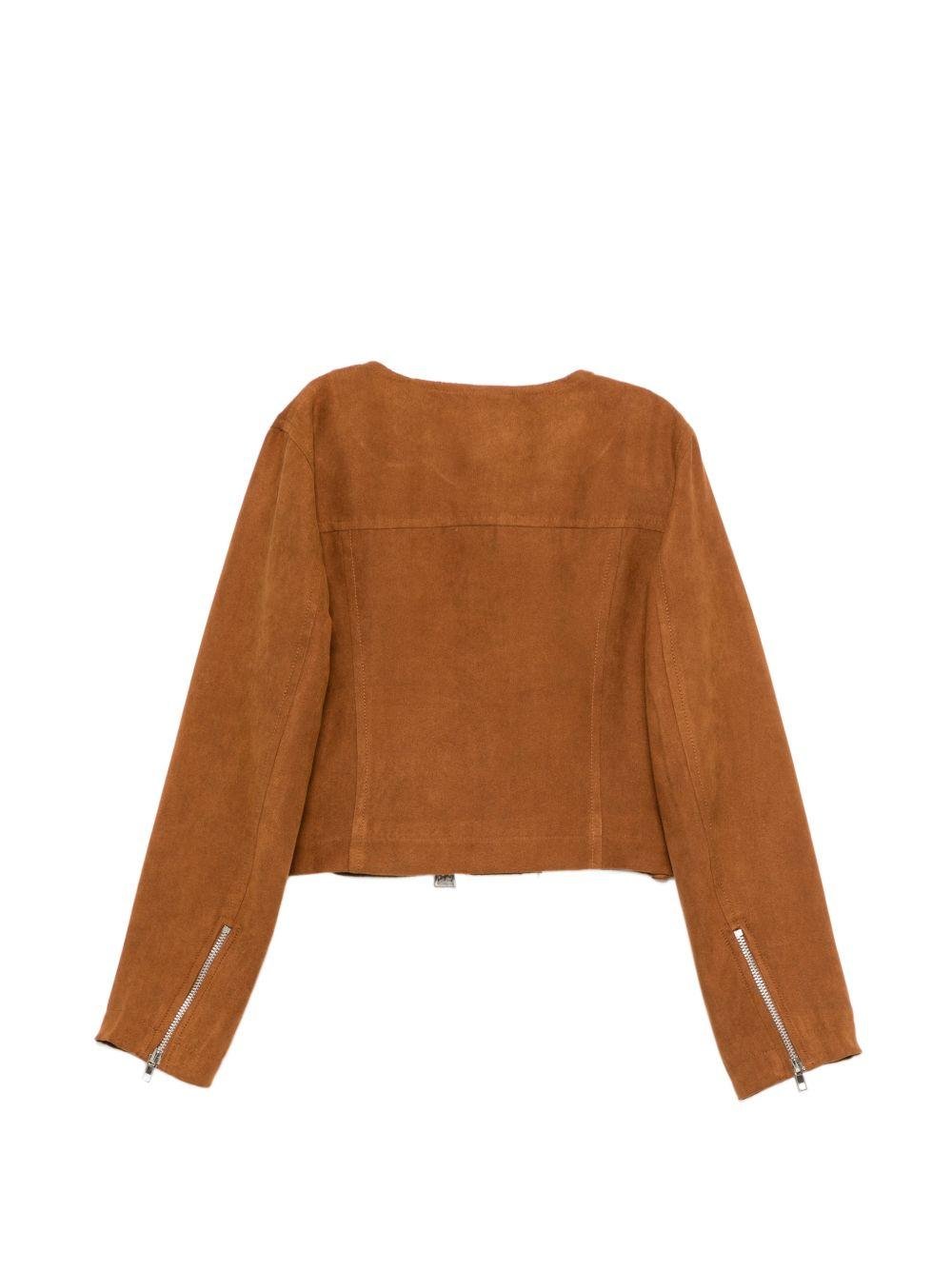 Giacca per bambina Ermanno Scervino Junior marrone con ricamo a fiori - Rubino Kids