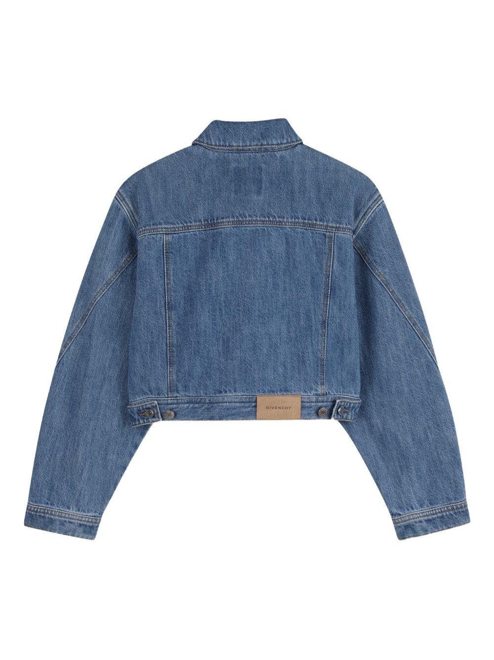 Giacca per bambina Givenchy Kids in denim con tasche sul petto - Rubino Kids