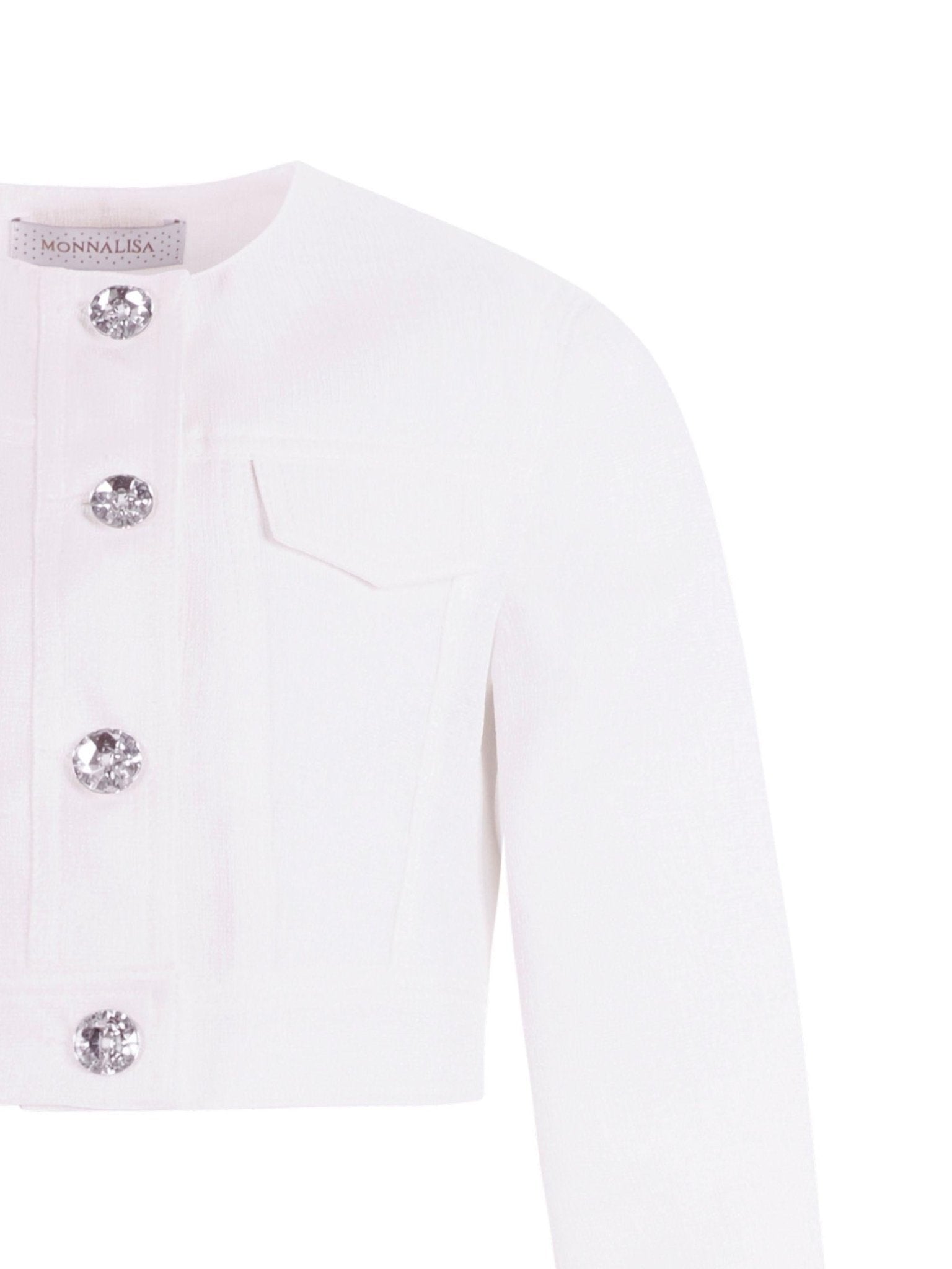 Giacca per bambina Monnalisa bianca con taschino - Rubino Kids