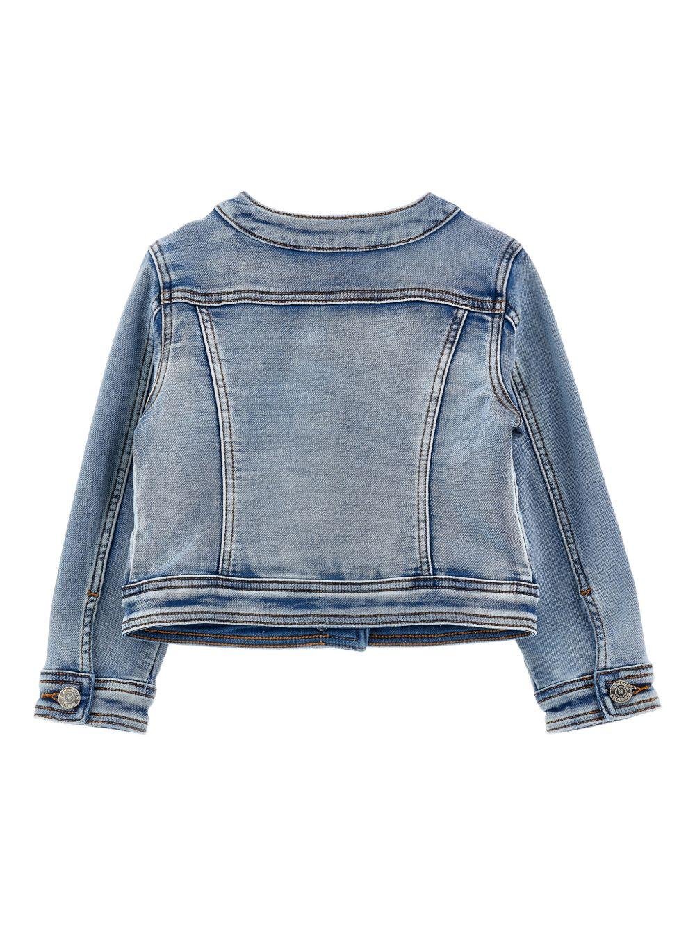 Giacca per bambina Monnalisa in denim con ricamo a fiori - Rubino Kids