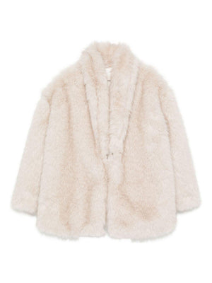 MSGM Kids beige faux fur jacket for girls