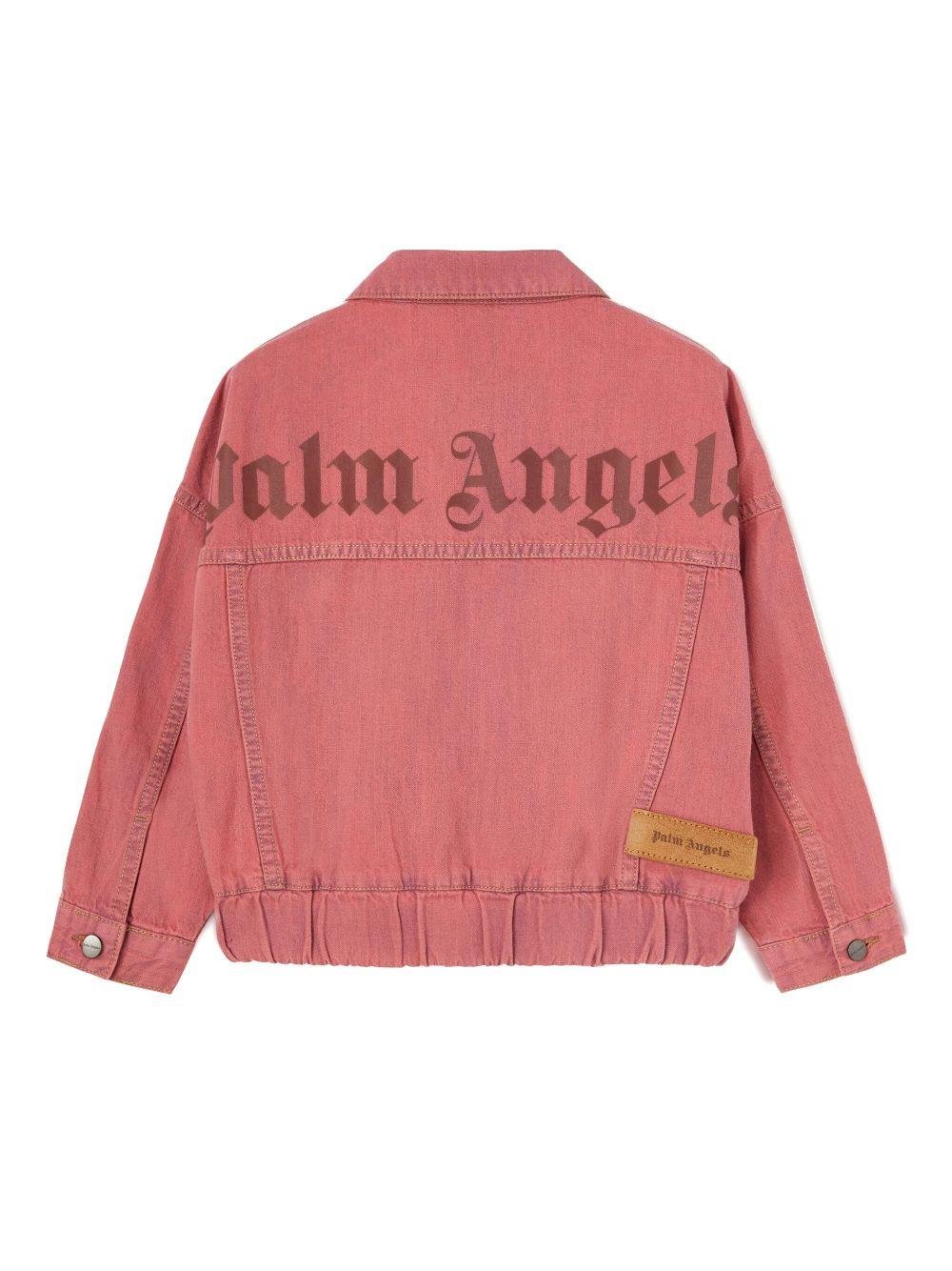 Giacca per bambina Palm Angels Kids rosa con stampa con logo - Rubino Kids