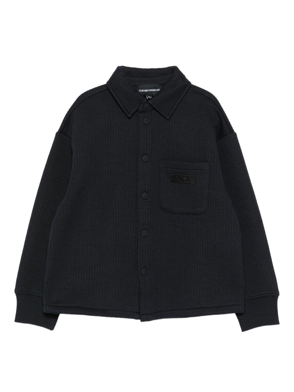 Giacca per bambino Emporio Armani Kids blu con targhetta con logo - Rubino Kids