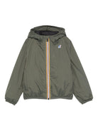 Giacca per bambino K Way Kids Le Vrai verde con dettagli a righe - Rubino Kids