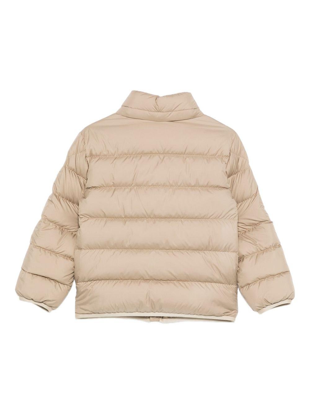 Giacca per bambino Moncler Enfant beige con stampa del logo - Rubino Kids