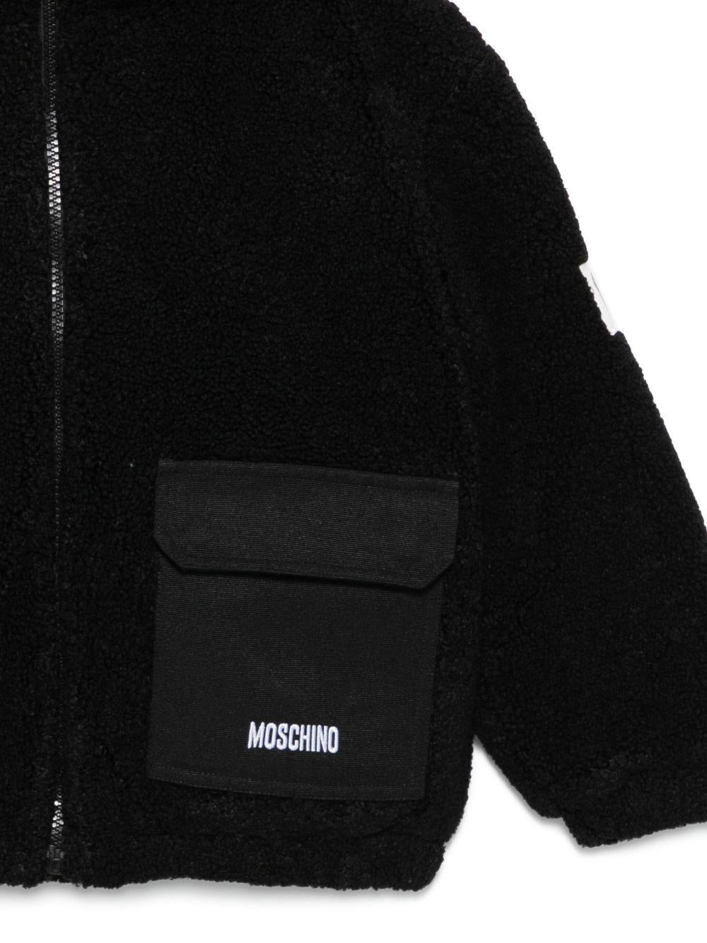 Giacca per bambino Moschino Kids nera con tessuto teddy - Rubino Kids