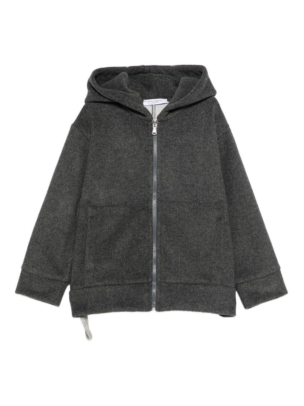 Giacca per bambino Paolo Pecora Kids grigio con cappuccio e cerniera - Rubino Kids