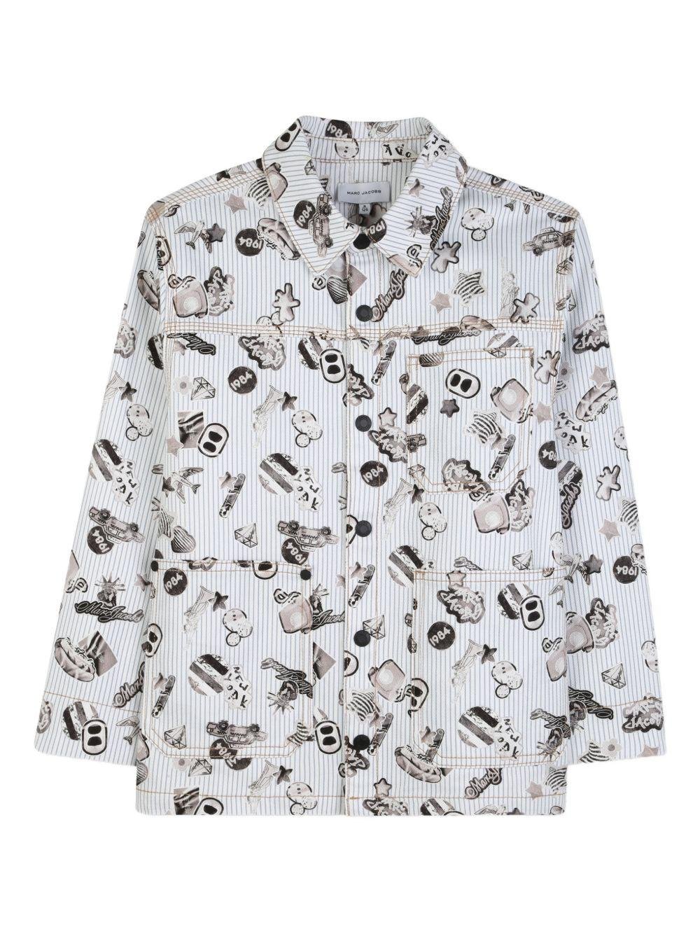 Giacca per bambino The Marc Jacobs Kids bianca con stampa grafica all - over - Rubino Kids