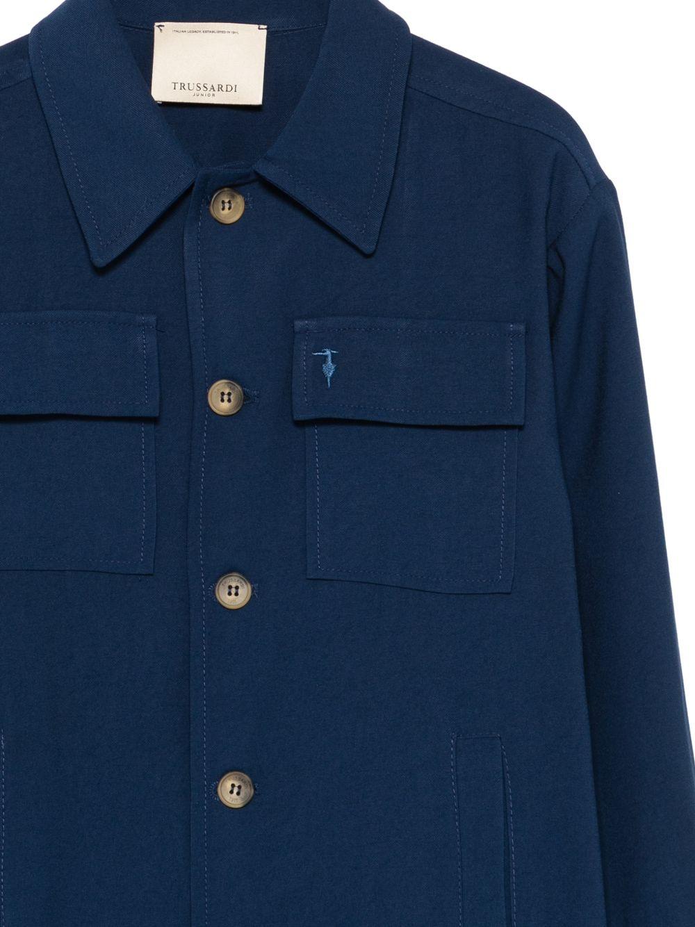Giacca per bambino TRUSSARDI JUNIOR blu con logo ricamato - Rubino Kids