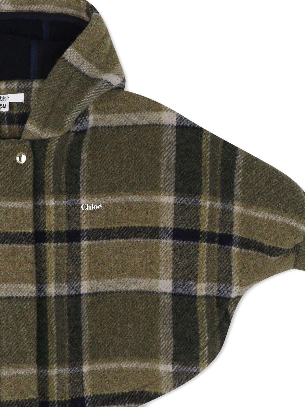 Giacca per neonata Chloé Kids verde con motivo a quadri - Rubino Kids