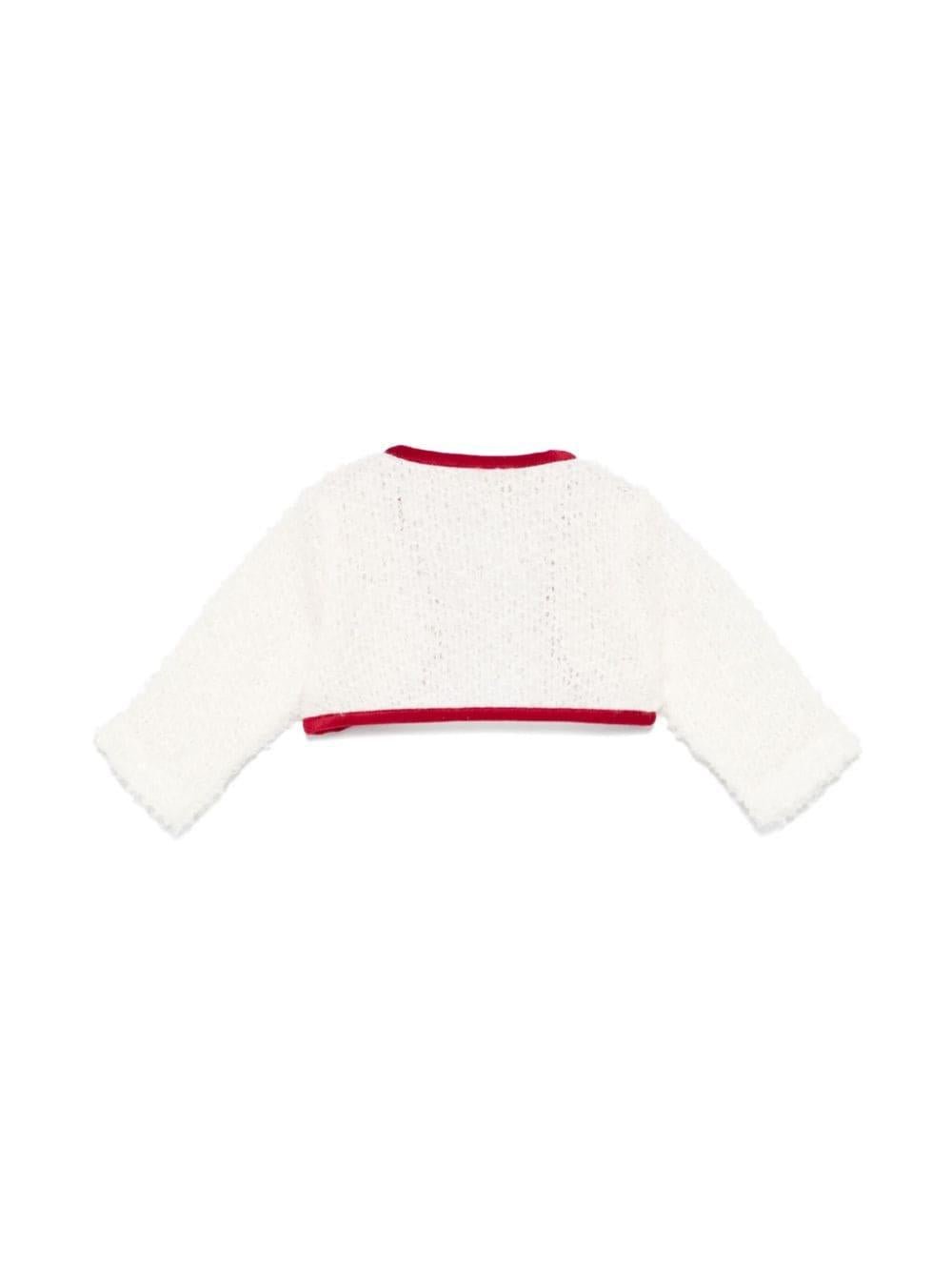 Giacca per neonata La Stupenderia bouclé bianco con bordo a contrasto - Rubino Kids