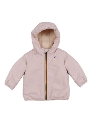 Giacca per neonati K-Way Kids rosa con cappuccio e zip frontale
