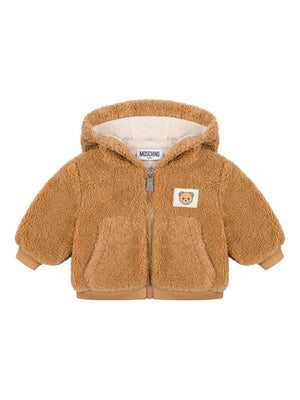 Moschino Kids brown baby jacket with distinctive Bear applique