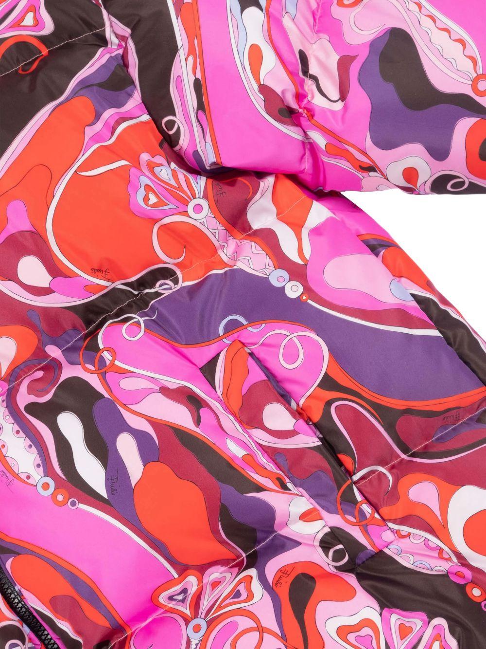 Giacca trapuntata per bambina Emilio Pucci Junior rosa con cappuccio - Rubino Kids