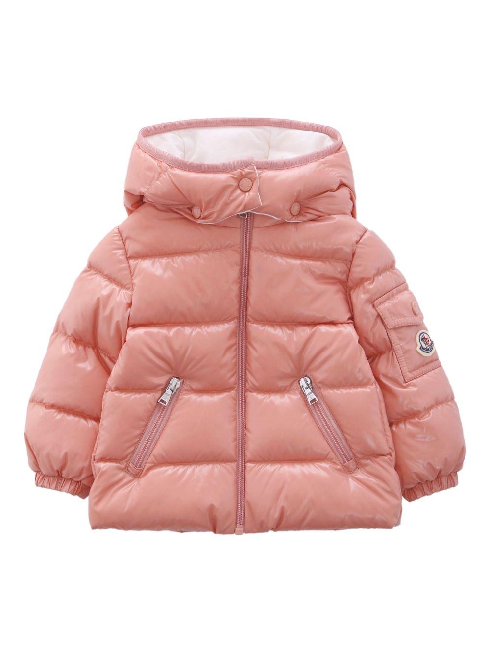 Giacca trapuntata per neonata Moncler Enfant rosa con cappuccio - Rubino Kids
